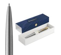 Waterman Impression Ballpoint Pen | Medium Tip with Blue Ink Refill | Stainless Steel with Gold-Coated Trim | Gift Box
