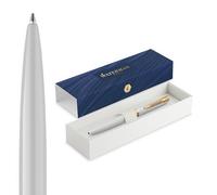 Waterman Ballpoint Pen Impression - White with Gold Trim, Medium Point, Blue Ink, Gift Box