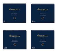 Waterman Long Ink Cartridges for Fountain Pens, Intense Black Ink Refills, Pack of 32 (S0110850)
