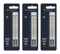 Waterman Rollerball Pen Refill Fine Point Black Ink - Pack of 6
