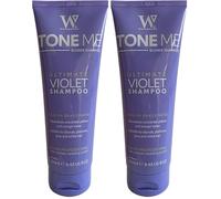 Watermans Tone Me Purple Shampoo 250ml Sulphate Free - For Blonde Bleached and Grey Hair - Comes with Free Make up bag (Pack of 2)