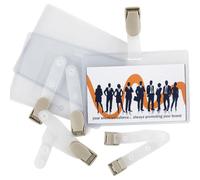 Watermark Creative Visitor Name Badge Holder, Front Loading, 90x54mm, Pack of 25, Clear, with Clip Fastening