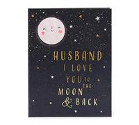 Watermark Husband Anniversary Card - Anniversary Card for Husband - Cute Card for Husband - Romantic Anniversary Card - I Love You to The Moon and Back - Gift Card for Him