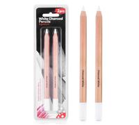 WaterMaster 2Pcs White Charcoal Pencil, 4mm Core Sketch & Drawing Pencils for Artists, Blending & Shading Pencils for Charcoal Art, White Chalk Sketching Pencil Set