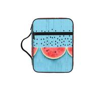 Watermelon and Falling On Blue Background Print Bible Cover Case/Book Cover, Bible Case for Women Girls,with Handle Fits for Standard Size Bible