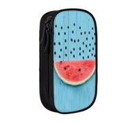 Watermelon and Falling On Blue Background Print Pencil Case Coin Key Card Bag Purse Large Pen Pouch for Kids Boys School Office
