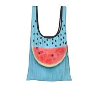 Watermelon and Falling On Blue Background Print Reusable, Foldable,Washable Grocery Bags Foldable in A Pouch Eco Tote Shopping Bag,Daily Shopping Loading