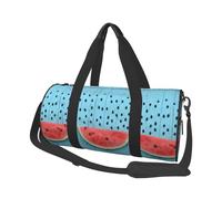 Watermelon and Falling On Blue Background Print Travel Duffel Bag, Foldable Gym Bag Overnight Weekend Bags for Women, Large Holdall Bag Cabin Bag for Sports and Travel