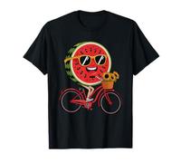 Watermelon Biker Summer Vibes Cute Fruit Ride Fun Sunflower T-Shirt