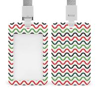 Watermelon Black Red and Green Wave Pattern ID Badge Holder Retractable ID Cards Holder with Lanyard Office Accessories for Women Men