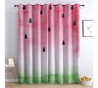 Watermelon Blackout Curtains 66x90 Inch - Thermal Insulated Fruit Pattern Eyelet Drapes for Bedroom & Living Room Stylish Window Treatments for Home Decor