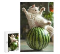 Watermelon Cat Silly Cat Jigsaw Puzzles for Adults 1000 PCS Wooden Puzzles Unique Puzzle Gifts