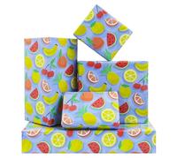 Watermelon Cherries Lemon Orange Slices Citrus Banana Pineapple Apple Fruit Wrapping Paper-(28"x20" Per Sheet, 4-Sheets, 1-Designs: 15 sq. ft. ttl), for Kids Birthday Summer Baby Shower