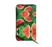 Watermelon cut into cubes Printed leather wallet, 7.5 x 4.1-inch long credit card holder, portable travel cash wallet