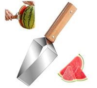 Watermelon Cutter Rectangular Stainless Steel Watermelon Slicer with Wood Handle and Blade Sleeve Polished Sharp Fruit Cutter for Apples, Hami Melon.