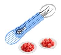 Watermelon Cutter Slicer Tool, Plastic Stainless Steel Knife Melon Baller Scoop Set Practical Kitchen Scooper Gadget Kit for Making Juice Fruit Salad Creative Fruit Presentation (Blue)