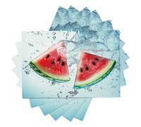 Watermelon Drops Placemts Set of 6, 45x30cm Summer Freshness Placemts, Washable Non-slip Heat-Resistant Table Place Mats for Dining Kitchen Table Party, Red Worktop Placemat