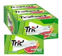 watermelon Flavor Sugar Free Gum - with Xylitol | Fresh Breath- 12 Packs (168 Pieces Total) (Pack Of 12, watermelon)
