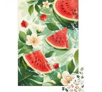 Watermelon Flower Leaf 1000pcs Mini Puzzle For Adults Challenging | 38x26cm Cardboard Living Room Decor Durable Structure Birthday Gift Stress Relief