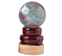 Watermelon Fluorite Crystal Ball Purple Green Polished Sphere Interior Home Decoration with Wooden Stand,45-50mm