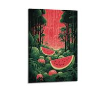 Watermelon Forest Wall Art, Surreal Print, Art Poster, Magical Canvas Picture, Creative Decor for Living Room Bedroom Study Artistic Wall Mural Modern Hanging Decor Poster24x36inch(60x90cm)