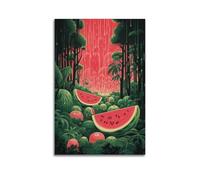 Watermelon Forest Wall Art, Surreal Print, Art Poster, Magical Canvas Picture, Creative Decor for Living Room Bedroom Study Artistic Wall Mural Modern Hanging Decor Poster20x30inch(50x75cm)