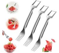 Watermelon Fork Slicer Cutter, Stainless Steel 2-in-1 Watermelon Fork Slicer, Dual Head Fruit Forks Knife, Portable Watermelon Fork, Watermelon Cutter Tool for Home Party Camping Kitchen Gadget (3)