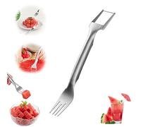 Watermelon Fork Slicer Cutter, Stainless Steel 2-in-1 Watermelon Fork Slicer, Dual Head Fruit Forks Knife, Portable Watermelon Fork, Watermelon Cutter Tool for Home Party Camping Kitchen Gadget (1)