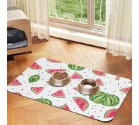 Watermelon Fresh Fruit Absorbent Leather Pet Tablecloth Non-Slip Dining Pad For Puppy Kitten Food Water Bowls