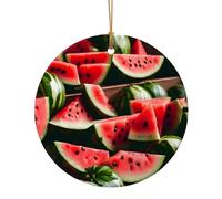 Watermelon Fresh Fruit Print Ceramic Round Pendant For Travel Ornaments For Home Decor Christmas Ornament
