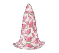 (Watermelon fresh fruit) Print Hooded Cape For Teenagers Costume Party, Halloween Hooded Cape Soft and Elastic,M