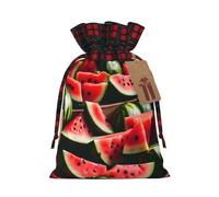 Watermelon fresh fruit Printed Gift Bags with Drawstring - Christmas Party Holiday Sacks - Festive Pouches for Goodie, Treats
