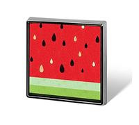 Watermelon Fruit Red Pattern with Black Gold Green Skin Square Badge Smooth Surface Lapel Tie Pin, Lightweight Badge for Women Men Office Worker Nurse Teacher Student Shirts Backpack