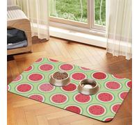 Watermelon Green Absorbent Leather Pet Tablecloth Non-Slip Dining Pad For Puppy Kitten Food Water Bowls