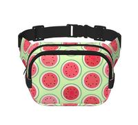 Watermelon Green Print Waist Pack Fanny Pack Belt Bag for Men Women,Waterproof Adjustable Strap 3 Pockets for Outdoor Travel