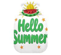 Watermelon Hello Summer Hot-Water Bottle with Soft Cover, 1L Warm Compress for Period Cramps