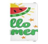 Watermelon Hello Summer Leather Passport and Vaccine Card Wallet Combo Travel Passport Wallet With Vaccination Card Slot Passport Holder for Women and Men Waterproof