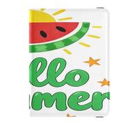 Watermelon Hello Summer Leather Passport and Vaccine Card Wallet Combo Travel Passport Wallet With Vaccination Card Slot Passport Cover with RFID Blocking for Travel Essential Waterproof