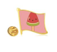 Watermelon Ice Popsicles Golden Metal Flag Lapel Pin Badge