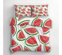 Watermelon King Size Duvet Cover Sets - Fruit Summer Bedding & Bedroom Decor, Super Soft Microfiber Quilt Cover and 2 Pillowcases, with Zip, Reversible Design P&A1K53