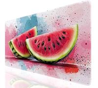 Watermelon Large Gaming Mouse Pad 1000x500x3mm XXL Extended Desk Mat, Red Mouse Mat with Non-Slip Rubber Base, Gaming Mousepad Waterproof, Desk Pad Stitched Edge for Office, Home, Laptop UK-8350