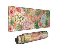 Watermelon Large Mouse Pad, Summer Tropical Hibiscus Lime Summer Peach Rubber Smooth Aesthetic Long Keyboard Mat Desk Accessories for Gaming Computer Laptop 12x32 Inch