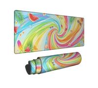 Watermelon Large Mouse Pad, Summer Tropical Pineapple Ice Cubes Summer Blue Rubber Smooth Big Keyboard Mousepad Accessories for Office Home Computer Laptop 12x32 Inch