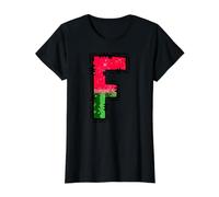 Watermelon Letter F Alphabet Graphic Design Value Graphic T-Shirt, Women, Black, XL