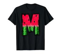 Watermelon Letter M Alphabet Graphic Design Value Graphic T-Shirt, Men, Black, M