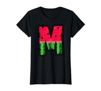 Watermelon Letter M Alphabet Graphic Design Value Graphic T-Shirt, Women, Black, M