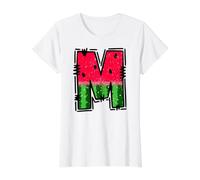 Watermelon Letter M Alphabet Graphic Design Value Graphic T-Shirt, Women, White, M