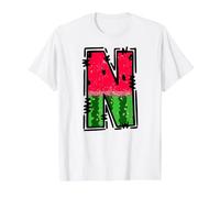 Watermelon Letter N Alphabet Graphic Design Value Graphic T-Shirt, Men, White, S