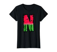 Watermelon Letter N Alphabet Graphic Design Value Graphic T-Shirt, Women, Black, M