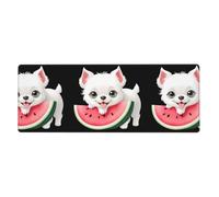 Watermelon Little White Dog Printed Extra Large Mouse Pad 12x31.5in for Office, Gaming, and Learning - Durable, Comfortable, and Environmentally Friendly